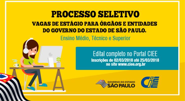 Governo do Estado abre vagas para o Processo Seletivo que irá contratar estagiários